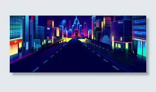 蓝色三维立体城市海报banner高清