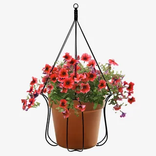 红色花朵吊篮免抠