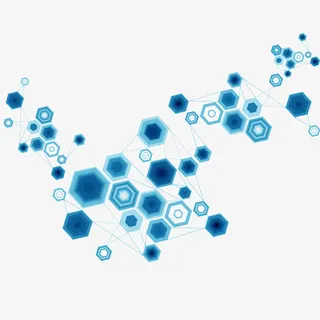 蓝色六边形商务装饰免抠