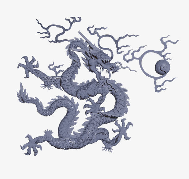 浮雕龙追日免抠