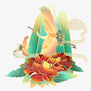 国朝仙鹤展翅免抠