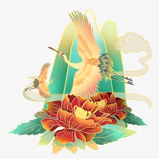 国朝仙鹤展翅免抠