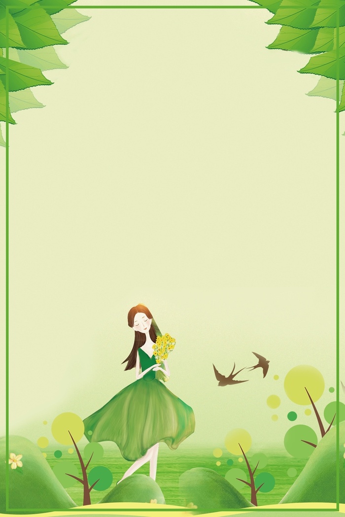 绿色手绘妇女节海报高清