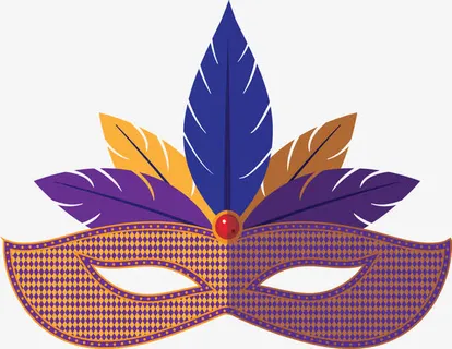 紫色羽毛派对面具免抠