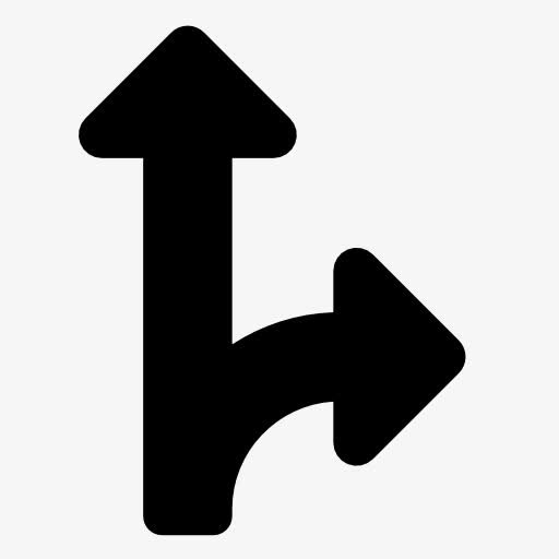 直走和右转弯标志图标免抠