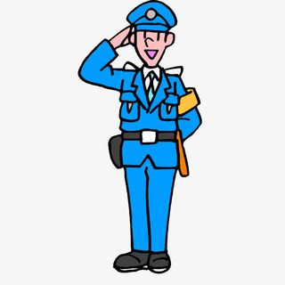 卡通立正敬礼的制服保安免抠