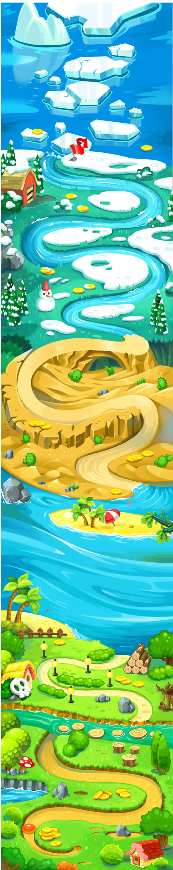 卡通手绘海水冰块免抠