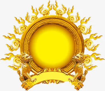 中国风金色花纹海报免抠