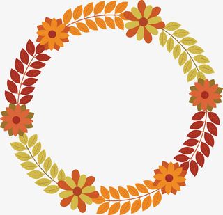 彩色麦穗花朵花环免抠