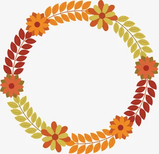 彩色麦穗花朵花环免抠