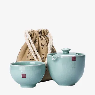 汝瓷快客杯茶具套装免抠