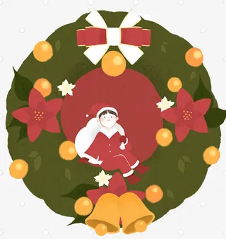 圣诞节铃铛花圈免抠