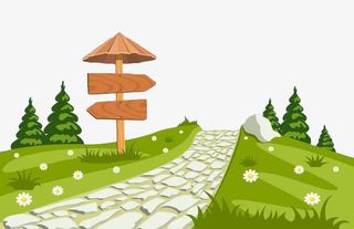 手绘卡通石子小路免抠