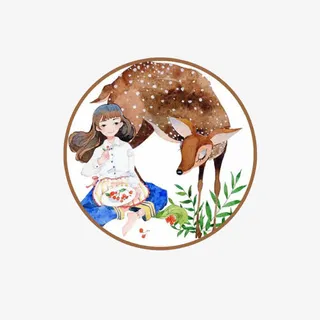 小鹿少女组合装饰图片免抠