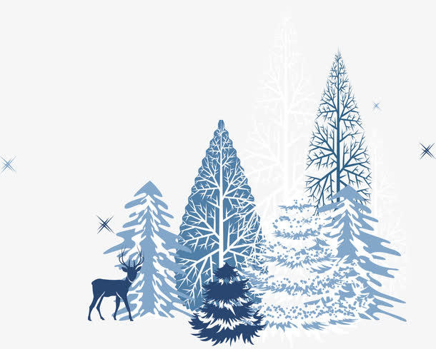 松树冬天雪域素材免抠
