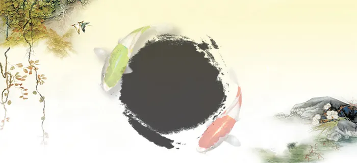 中国风水墨画淘宝珠宝详情页海报背景高清