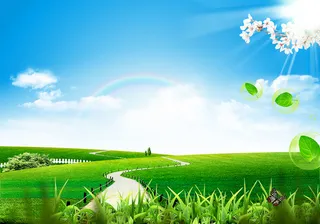 蓝天白云绿草地背景素材高清