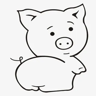 回头猪简笔画免抠