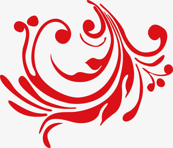 红色花纹免抠