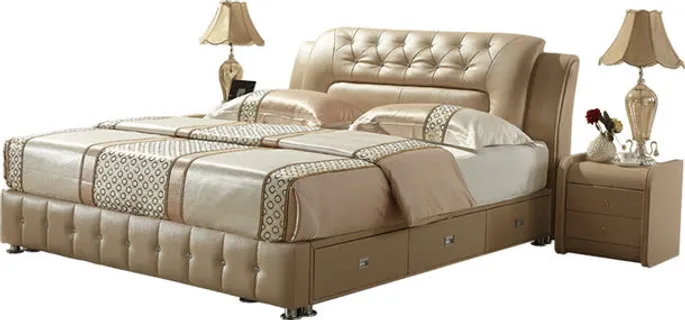 豪华酒店双人床免抠