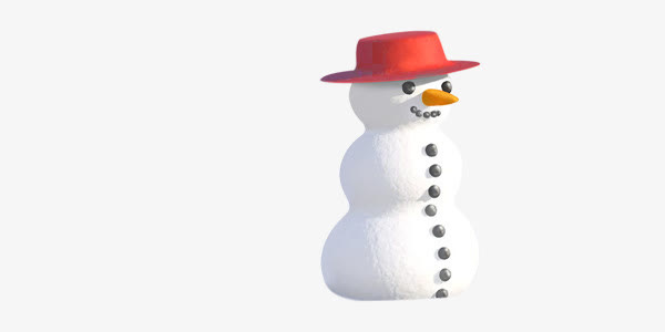 带红帽的雪地雪人免抠
