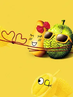 黄色卡通创意榴莲海报背景素材高清