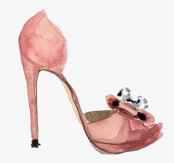 水彩高跟鞋免抠