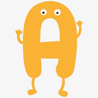 卡通黄色可爱拟人字母A免抠