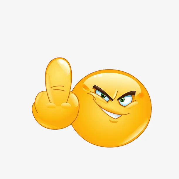 卡通竖中指的QQ表情图素材免抠