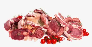 菜市场肉类与圣女果高清免扣素材免抠