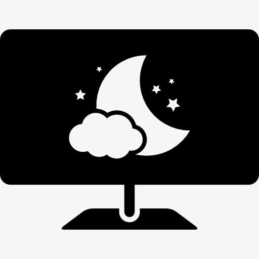 电脑睡眠模式监控画面符号与夜间图像图标免抠