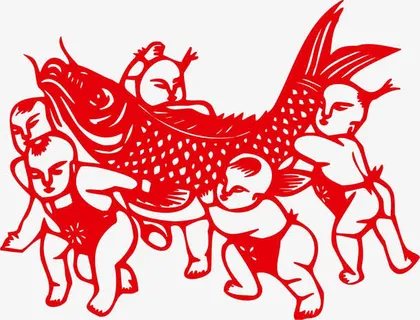 福娃抱鲤鱼免抠 福娃抱鲤鱼免抠