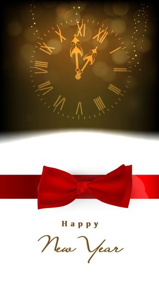 金色钟表新年贺卡H5背景高清