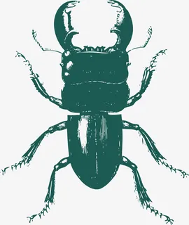 蓝绿色手绘天牛免抠