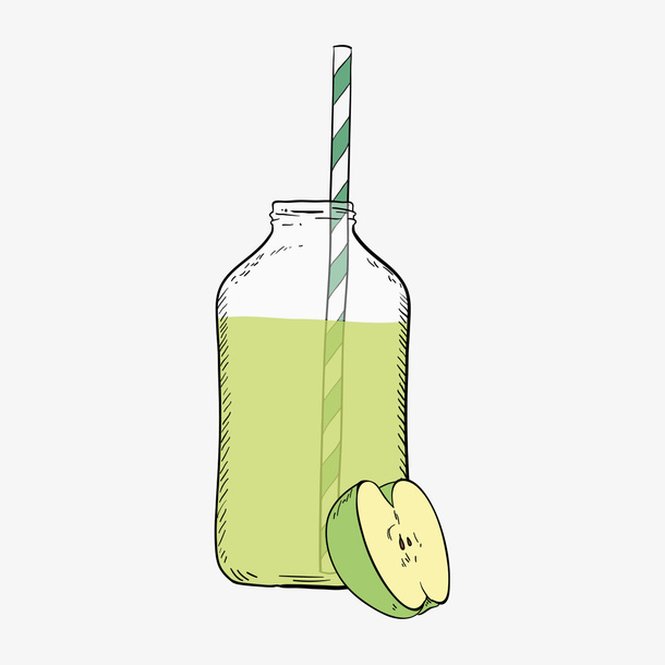 绿色苹果汁免抠