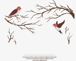 落雪树枝上小鸟免抠