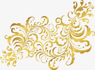 金色大气鲜花免抠