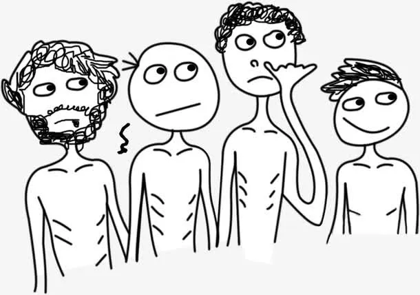 卡通裸体的人群双11免抠