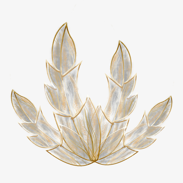 中国风屏风植物装饰免抠