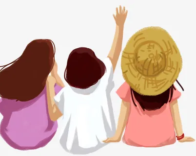 手绘五四青年节年轻人背影插画免抠