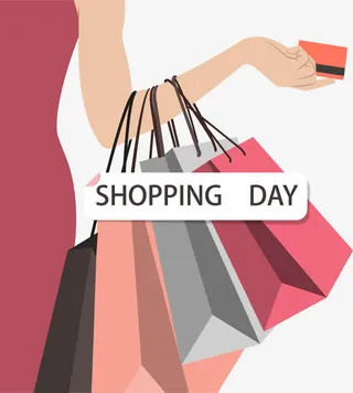 美女购物促销标签免抠