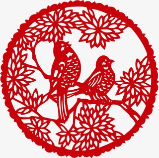 中国风红色喜鹊剪纸免抠