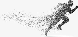 颗粒拼图跑步的人免抠