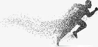 颗粒拼图跑步的人免抠