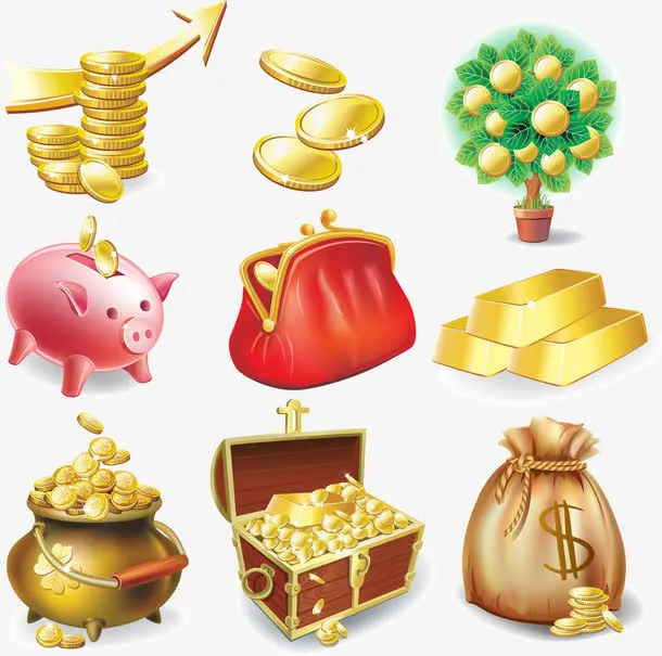 手绘金币免抠