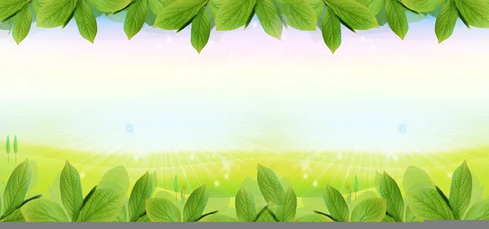 春天绿色树叶花边背景高清