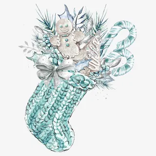 卡通淡雅圣诞袜免抠图免抠