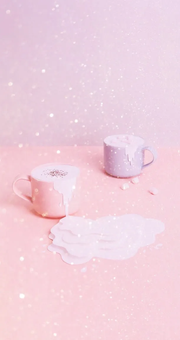 粉色亮片杯子美景免抠