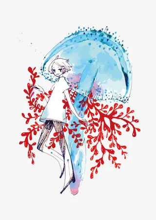 矢量水母与少年免抠