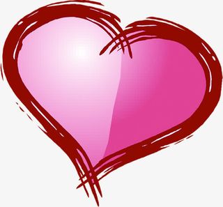 红色手绘线条爱心设计免抠